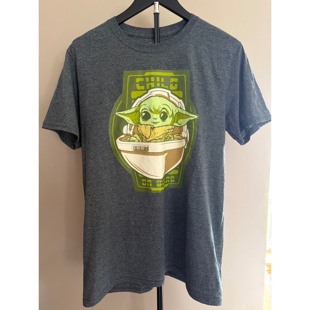 Funko POP Star Wars The Mandalorian Grogu Child On Board T-Shirt Grey Medium